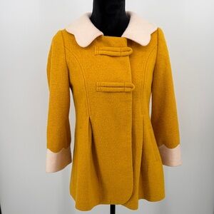 OS-LI DU Dark gold yellow Women's coat pea coat shirt size small medium